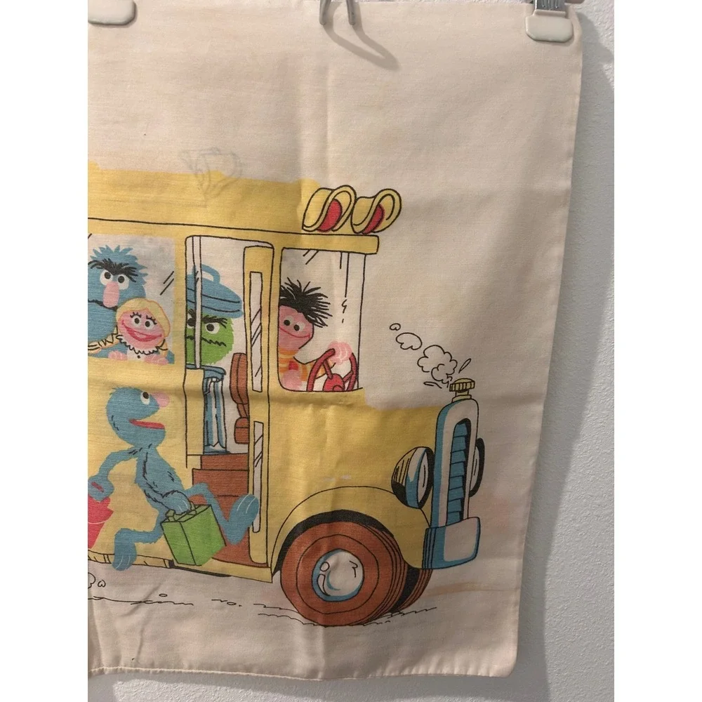 Vintage Sesame Street‎ School Bus Pillowcase Big Bird Cookie Monster Grover